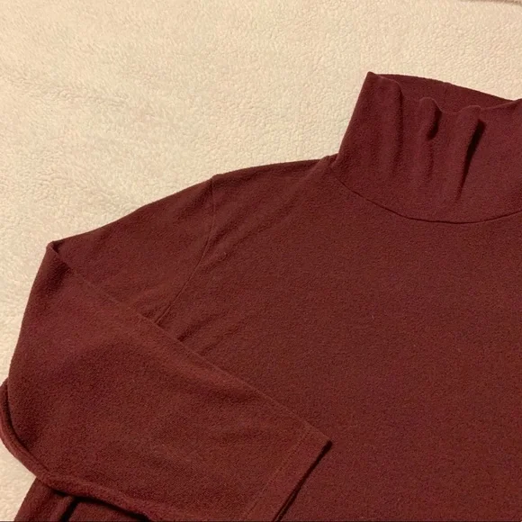 American Eagle Dress Burgundy Soft Swing Knit Mock Neck - Picture 8 of 10